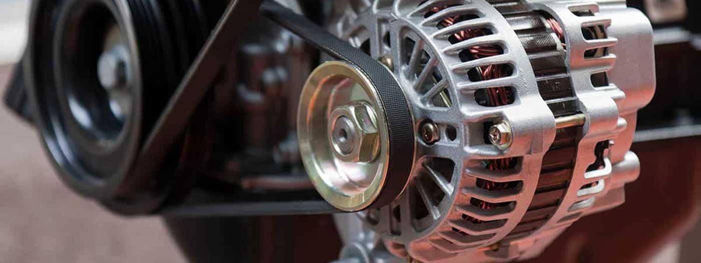 Close up view of a vehicle's alternator