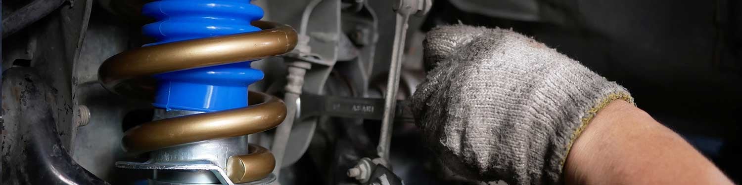 Close up view of a vehicle's suspension