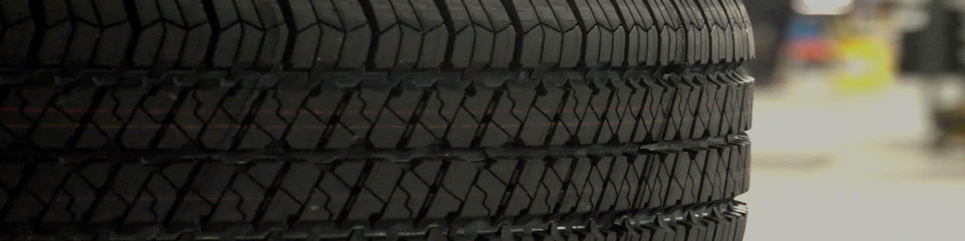 Close up view of a tire on its side